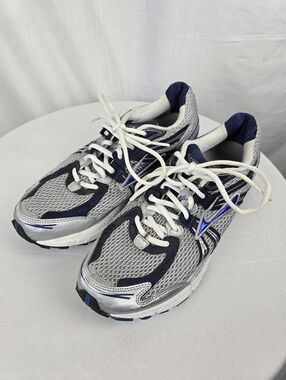 Brooks Adrenaline GTS 13 Men Silver and Navy Athletic Running Sneakers Sz 10D